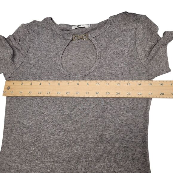 APRLL Women's Gray Short sleeve Keyhole Front Top Size Small - Picture 6 of 7